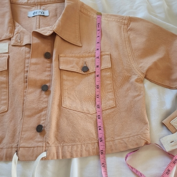 Etica Cropped Sloane Military Jacket Coffee color size small - Picture 6 of 9